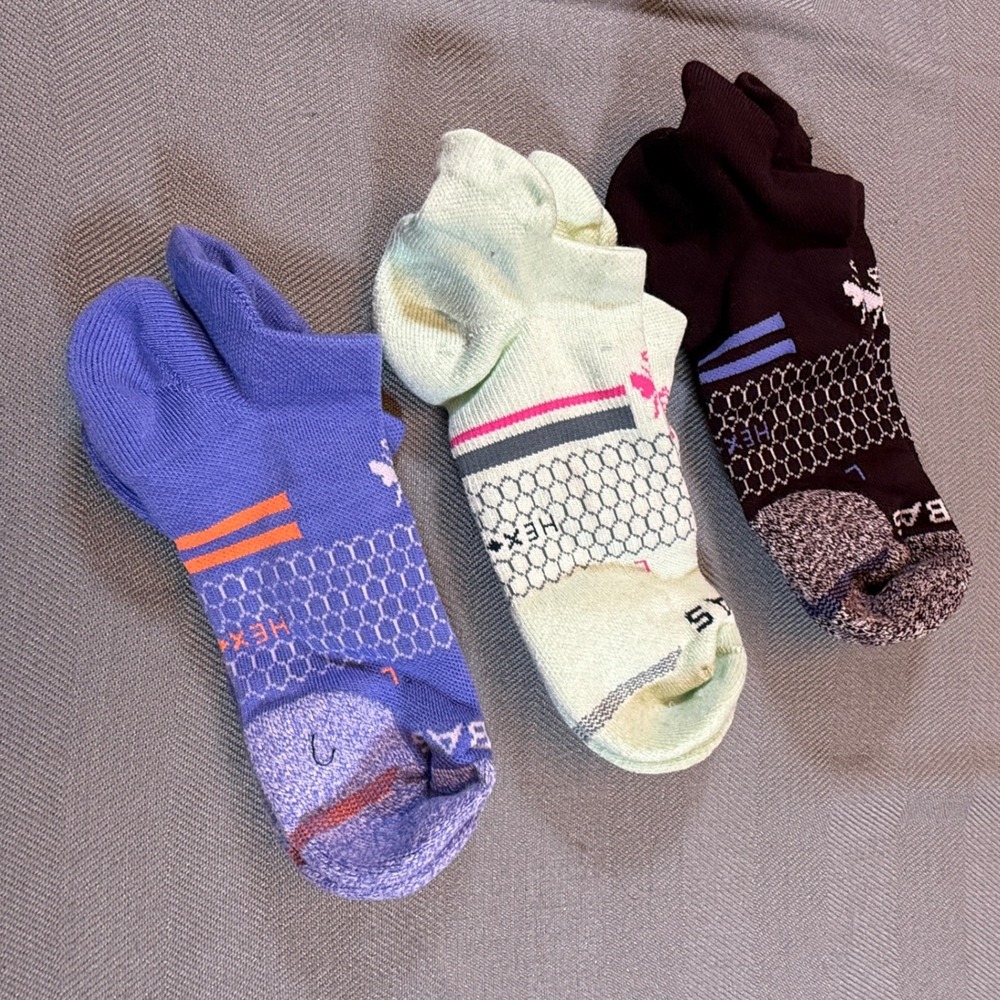 Bombas Womens Ankle Socks 3 Pair Set Hex Tec Honeycomb Arch Support Size M TK3